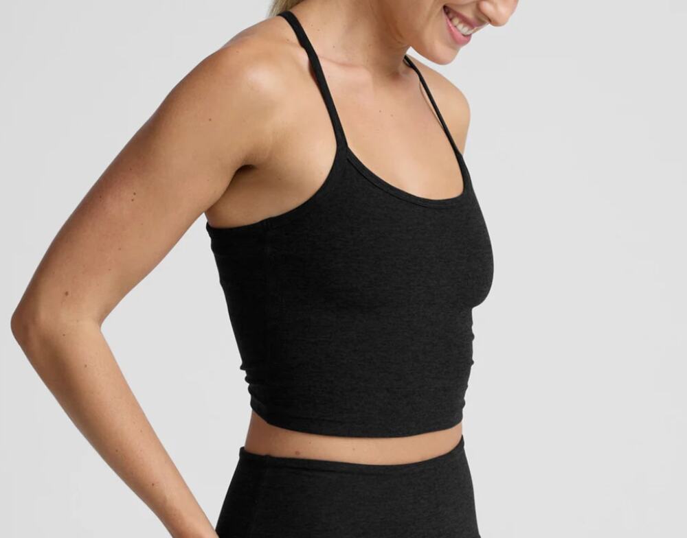 Beyond Yoga Black Spacedye™ Slim Racerback Cropped Tank - Small